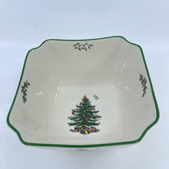 spode christmas tree small square bowl ceramic holiday dish - Picture 2 of 5